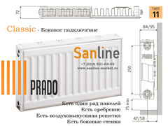Радиатор Prado Classic Тип 11x300x1700 Боковая подводка