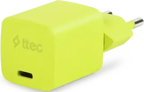 Зарядное устройство TTEC SmartCharger GAN 20W PD USB-C Travel Fast Chargerс каб USB-C 1,2м, неоновый желтый