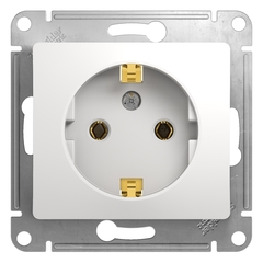 Schneider Electric Glossa Белый Розетка с заземляющими контактами механизм IP20 скрытая установка GSL000143