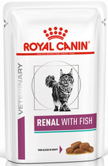 Royal Canin Renal для кошек, паучи с рыбой 85 г кусочки в соусе (Австрия)