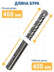 Бур SDS-plus ПРАКТИКА 10 х 400/460 мм, Х-тип серия Эксперт по бетону (775-860)