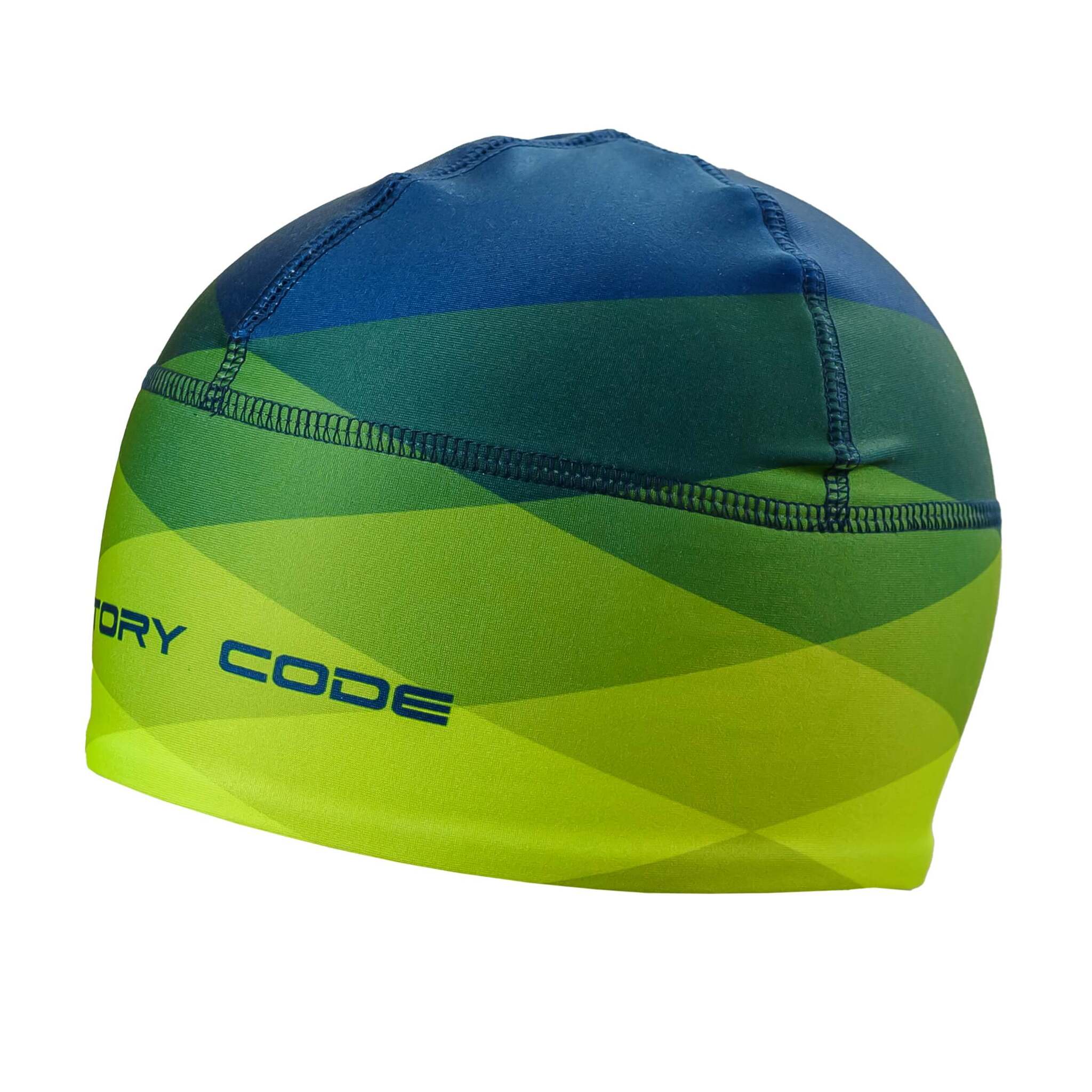 Шапка утепленная гоночная Victory Code Aurora blue-lime