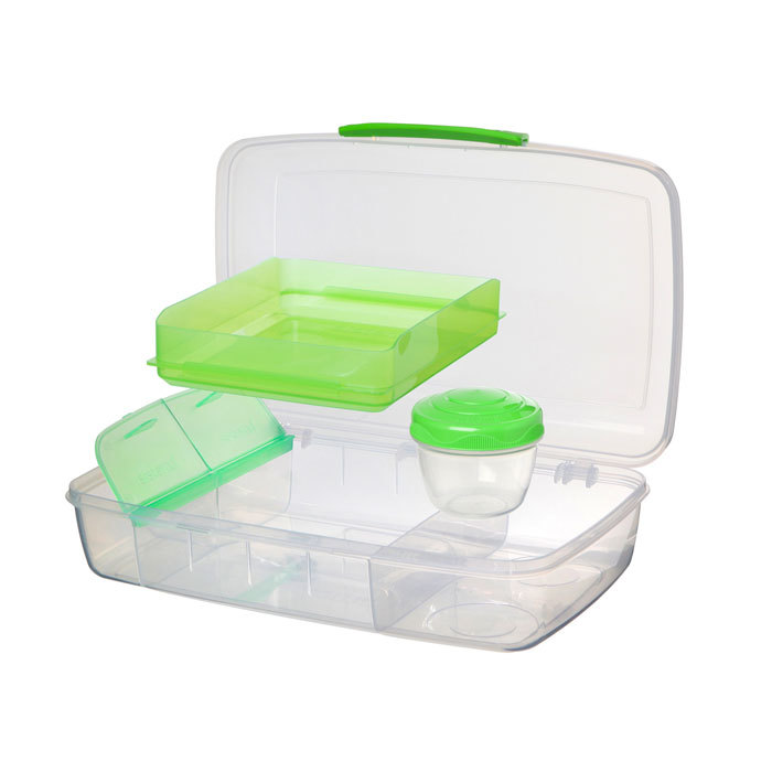 Ланч-бокс с баночкой Sistema "Bento TO GO", многосекционный, 1,76 л, цвет Зеленый