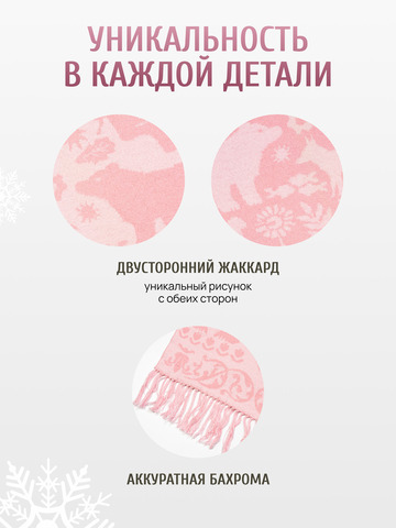 Шарф зимний «Таинственный Лес» розового цвета (С бахромой)