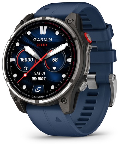 Умные часы Garmin Quatix 8 Pro 47 мм AMOLED Sapphire Titanium Синий | Captain Blue (010-03198-51 | 010-03198-50)