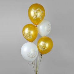 Шар БК 12''/30 см, Свадьба, Золото, Пастель, 1ст., 2цв., 5 дизайнов, 25 шт.