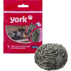Губка-мочалка для мытья посуды YORK Макси спиральная стальная
