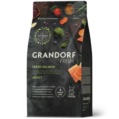 Сухой корм GRANDORF FRESH CAT Salmon беззерновой, лосось с бататом для взрослых кошек, для здоровья кожи и шерсти или склонных к аллергии 2кг
