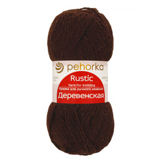 Пряжа "Деревенская", 100% Шерсть, 100гр, 170 м, шоколад