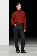 Massimo Dutti Трикотажный кардиган в рубчик с хлястиком, темно-розовый