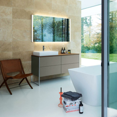 Duravit XSquare XS4923L9090 База на ножках на 1 раковину слева L 1400х578х400 мм, с 4 выдв ящик, цвет фланелево серый матовый (без консоли) фото