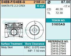 Поршень двигателя TEIKIN 51605AG STD (4шт/упак)