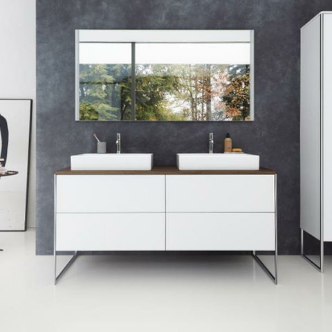 Duravit XSquare XS4926B1818 База на ножках на 2 раковины 1400х578х400 мм, с 4 выдв ящик, цвет белый матовый (без консоли)