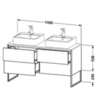 Duravit XSquare XS4926B1818 База на ножках на 2 раковины 1400х578х400 мм, с 4 выдв ящик, цвет белый матовый (без консоли)