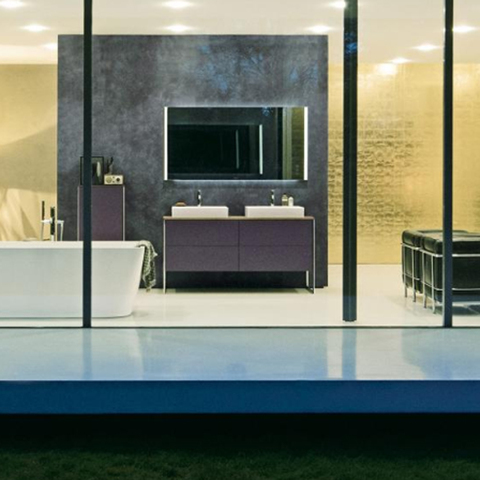 Duravit XSquare XS4926B9494 База на ножках на 2 раковины 1400х578х400 мм, с 4 выдв ящик, цвет Темно-лиловый шелковисто-матовый (без консоли)