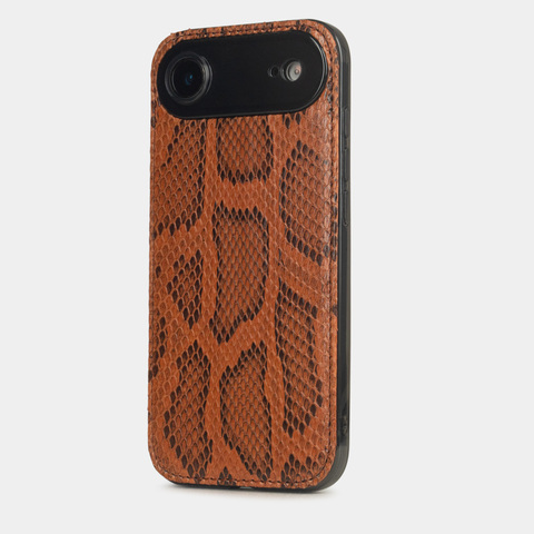 Чехол-накладка для iPhone 17 Air - кожа питона, коньяк