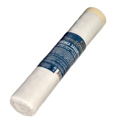 Пленка защитная с клейкой малярной лентой, прозрачная, HDPE, рулон 2,4х25м, толщина 8мкм (РемоКолор) 09-0-024