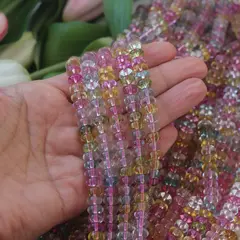 Бусины стеклянные, пастельный микс, рондель, 8*5 мм, К022