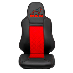 Чехлы MAN TGX, TGS с 2021 года c регулировкой ремня безопасности водителя по высоте (экокожа, красный)