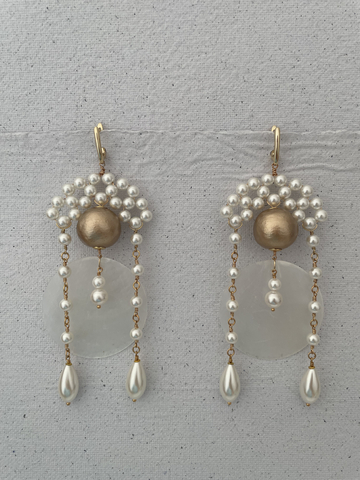 Серьги неваляшки с майоркой и перламутром
