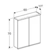 Geberit Option Plus 500.593.00.1 Зеркальный шкаф с подсветкой, две двери, 60x70x17.2см