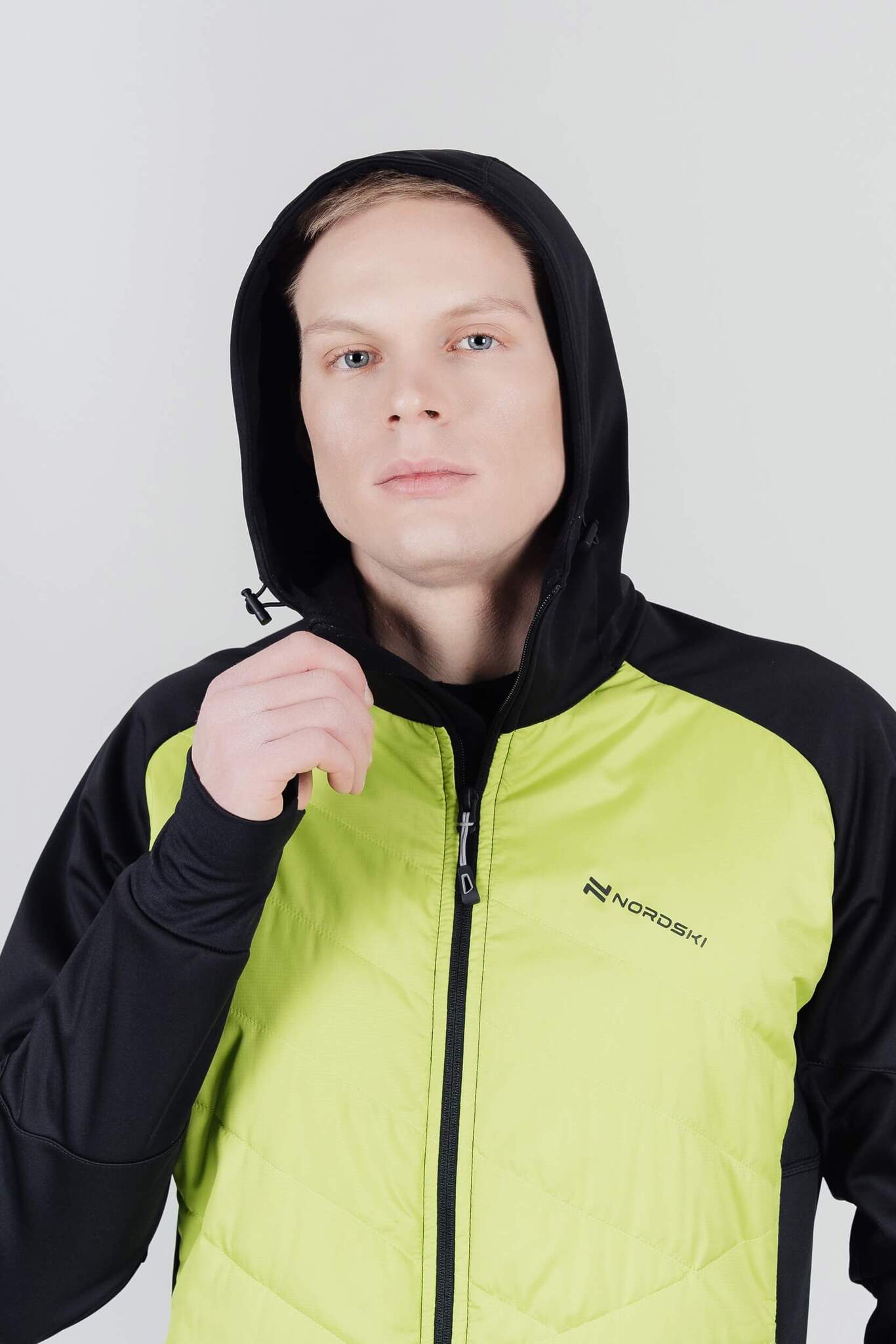 Мужской беговой костюм с капюшоном Nordski Hybrid black-lime - 4