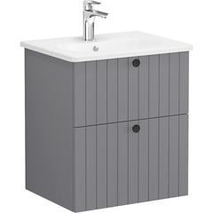 VitrA Root Groove 69417 Тумба 60 см с круглой раковиной, 2 ящика, матовый серый фото