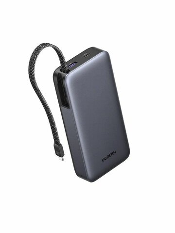 Внешний аккумулятор UGREEN PB536 (55988B) 45W Power Bank 20000mAh встр кабель, серый космос
