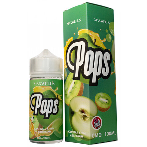 Жидкость MAXWELLS 0% 100 ml Pops - Кисло-сладкая Жвачка с Киви и Яблоком