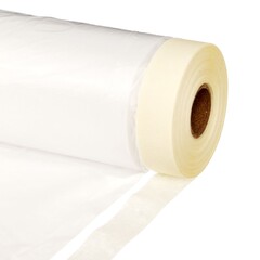 Пленка защитная с клейкой малярной лентой, прозрачная, HDPE, рулон 2,4х25м, толщина 8мкм (РемоКолор) 09-0-024