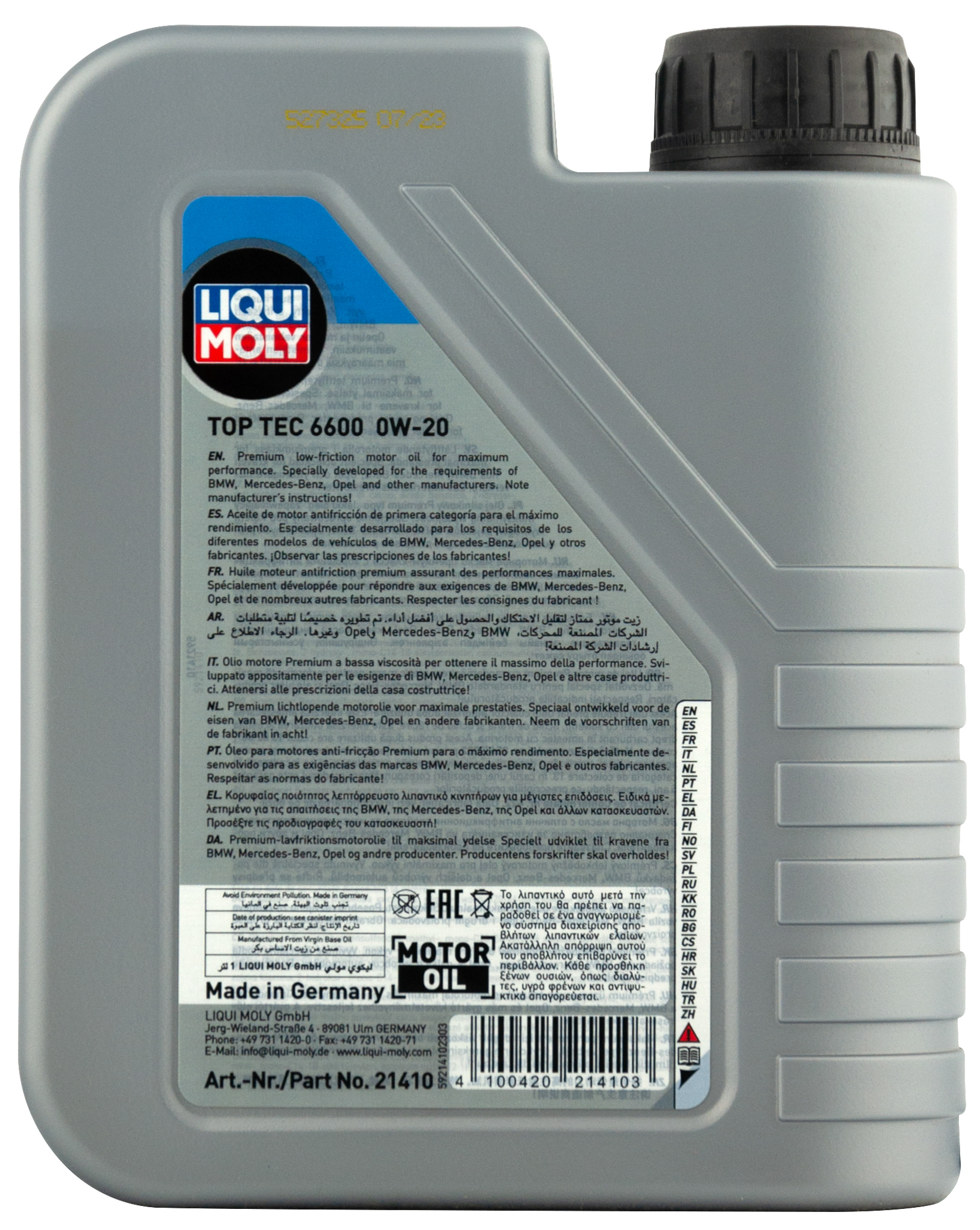 Моторное масло Liqui Moly Top Tec 6600 0W20 hc-синтетическое 1л