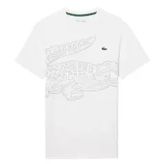 Теннисная футболка Lacoste Ultra Dry Crocodile Print Sport - white/black