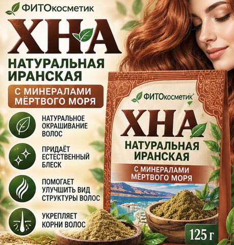 Хна натуральная иранская с минералами Мертвого моря 125 г. ФИТОкосметик