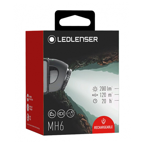 Фонарь налобный Led Lenser MH6, чёрный, светодиодный, 200lx (501512)