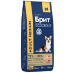 Сухой корм для собак Брит BRIT PREMIUM Dog Adult Medium с курицей, 15кг