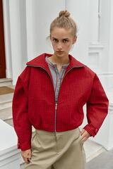 ZARA БОМБЕР В КЛЕТКУ, КРАСНЫЙ