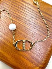 Браслет цепочка CDior с подвеской лого и жемчужиной lux