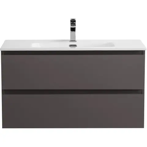 BelBagno KRAFT-1000-2C-SO-GSO База под раковину подвесная с фрезерованными ручк. по всей длине фасада с двумя выкатн. ящ., Темно-Серый Мат.,1000x455x500