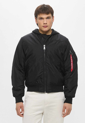 Куртка утепленная мужская ALPHA INDUSTRIES MA-1 HOODED RELAXED FIT FLIGHT JACKET (OXFORD LOGO)