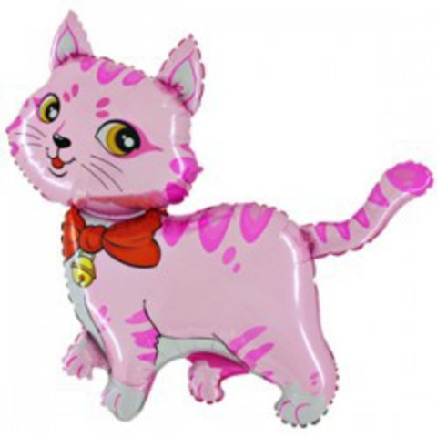 Шар F Мини-фигура, Милый котенок (розовый), 14''/34 см, 5 шт.
