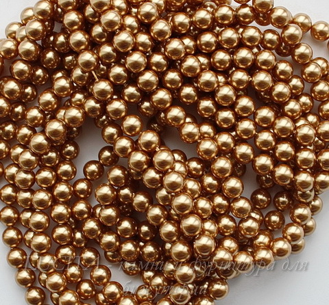 5810 Хрустальный жемчуг Сваровски Crystal Bright Gold круглый 6 мм, 5 штук