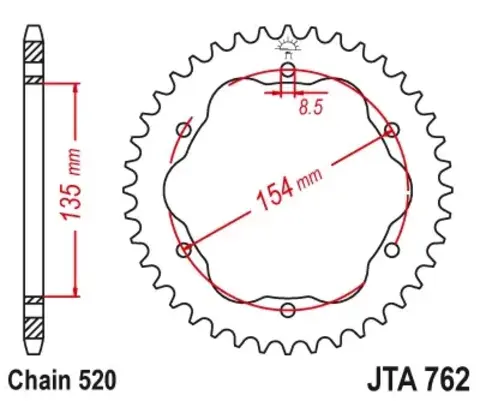Звезда ведомая алюминиевая JTA762 43BLK