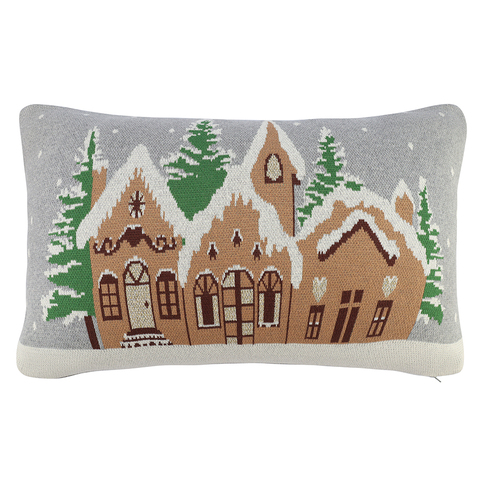 Фото: Подушка вязаная с новогодним рисунком christmas village из коллекции new year essential, 40x60 см - основной вид