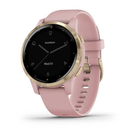 Garmin Vivoactive 4s - Light Gold Stainless Steel Bezel with Dust Rose Case and Silicone Band