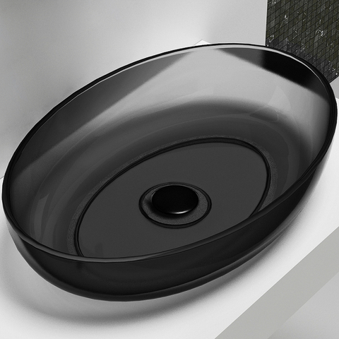 Abber Kristall AT2801ONYX Раковина накладная прозрачная, 60x40, цвет: чёрный