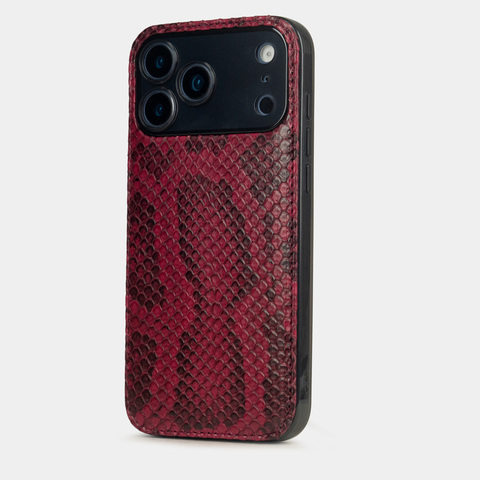Чехол-накладка для iPhone 17 Pro Max - кожа питона, бордовый