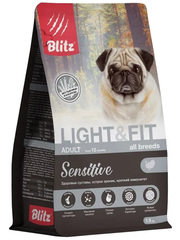 Сухой корм для собак Blitz Adult LIGHT&FIT Sensitive с индейкой для собак с лишним весом, 1,8 кг