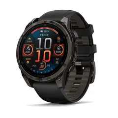 Умные часы Garmin Fenix 8, 47мм, Amoled Sapphire Carbon Gray DLC Titanium with Black/Pebble Gray Silicone Band (010-02904-29)
