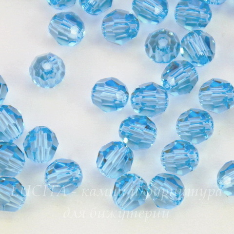 5000 Бусина - шарик с огранкой Сваровски Aquamarine 4 мм, 5 штук