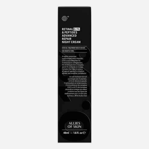 ДЕФЕКТ УПАКОВКИ: ALLIES OF SKIN Retinal 0,1% & Peptides Advanced Repair Night Cream Усиленный ночной восстанавливающий пептидный крем с 0,1% ретиналем, 48 мл